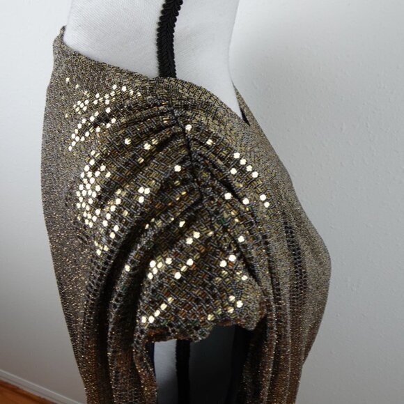 Alex Marie Metallic Sequins Dress Plus 20W Gold Black Sleeveless Faux Wrap - Picture 16 of 16